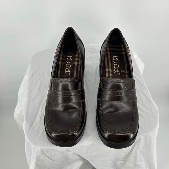 VTG y2k Women's Brown MUDD Kapfer Penny Loafer Chunky Platform Block Heels 9.5M - Picture 3 of 8